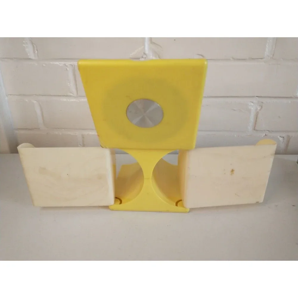 Vintage Make Up Organizer Cube Lipstick Holder Yellow Retro Case
